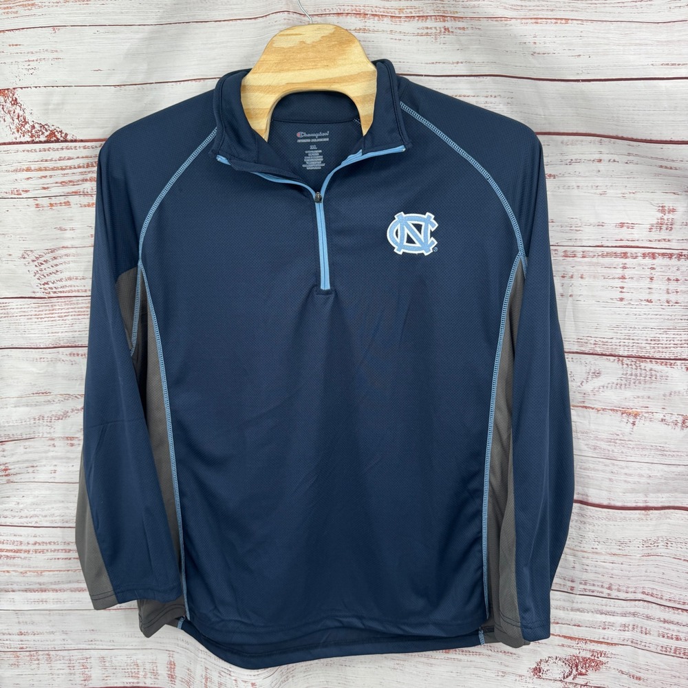 Champion UNC Tar Heels Mens 2XL Navy Blue Quarter Zip Athletic Pullover‎